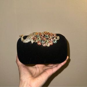 Small clutch - gold peacock accent - no chain / strap